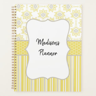 Agenda Bee Yellow e Cinza Custom Planner