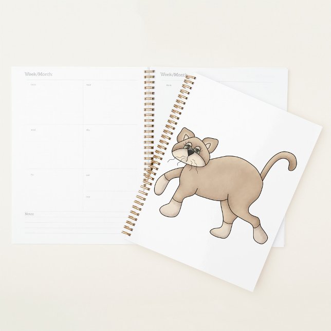 Agenda Beige Cat Drawing with Green Eyes (Criador carregado)