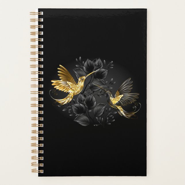 Agenda Beija-flor Preto e Dourado (Frente)