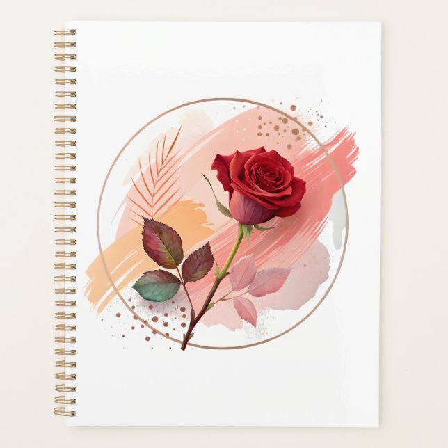Agenda Beijo Eterno: Uma Rosa Moderna em Harmonia Abstrat (Frente)