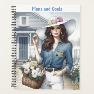 Agenda Bela Senhora Carregando Flores Planos e Metas