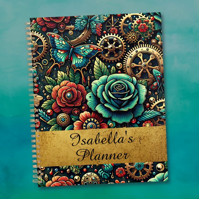 Agenda Belas Engrenagens e Rosas Temáticas Steampunk   (Criador carregado)