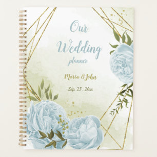Agenda belas flores azuis, casamento botânico verde