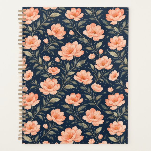 Agenda Belas Flores de Pessegueiro em Azul Marinho (Frente)