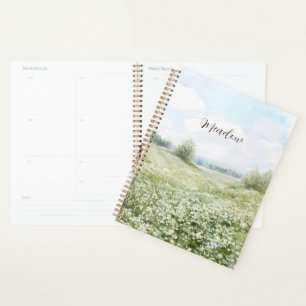 Agenda Belas Flores de Prado Verde Céu Azul