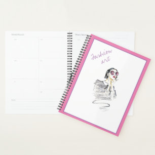 Agenda Beleza feminina preta e rosa