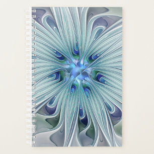 Agenda Beleza Floral Abstrato Moderno Flor Azul Pastel