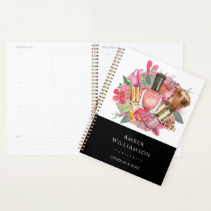 Agenda Beleza Floral Rosa Moderna em Aquarela Artista de