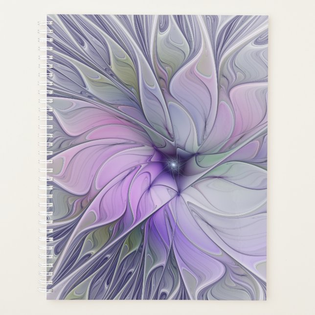 Agenda Beleza Impressionante Flor de Arte Fractal Abstrat (Frente)