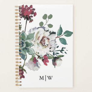 Agenda Belo Buquê Floral Mudado com Monograma