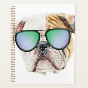 Agenda Belo cão inglês com óculos de sol, cachorrinho eng