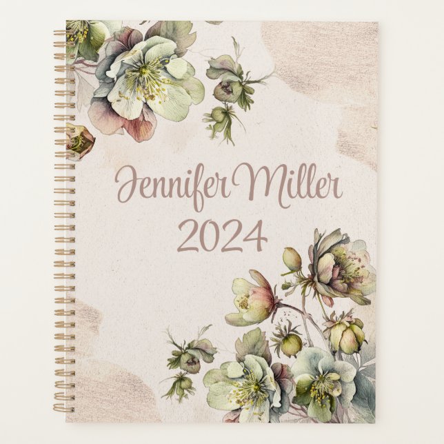 Agenda Belo design floral de aquarela (Frente)