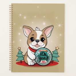 Agenda Belo Feliz ano novo francês Bulldog Engraçado