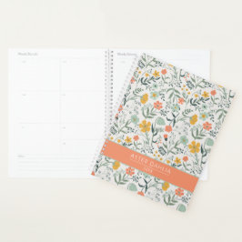 Agenda Belo Padrão Floral Botânico Personalizar Nome