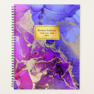 Agenda Belo Planner Dourado de Abstrato, rosa,