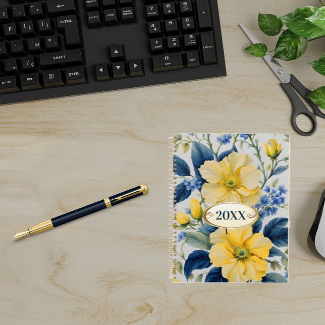 Agenda Belos Flores Amarelo e Azul (Criador carregado)