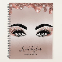 Agenda Belos lascas olhos rosa dourados pingos maquiados