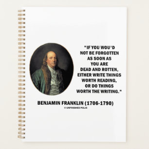 Agenda Benjamin Franklin não é esquecido de ler Escrevend