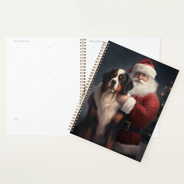 Agenda Bernese Mountain Dog Papai Noel Natal Festivo (Exibição)
