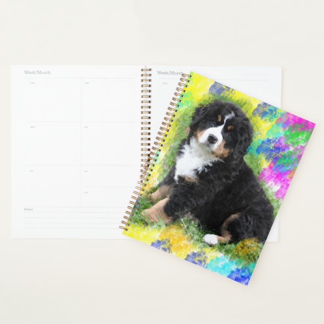 Agenda Bernese Mountain Dog Watercolor Pintura (Exibição)