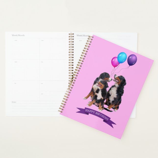 Agenda Bernese Mountain Dogs Feliz Aniversário Gift Bag (Exibição)