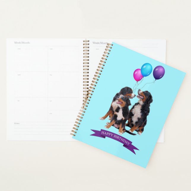 Agenda Bernese Mountain Dogs Feliz Aniversário Gift Bag (Exibição)