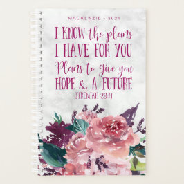 Agenda Bíblia Cristã Personalizada Verse Floral Marble