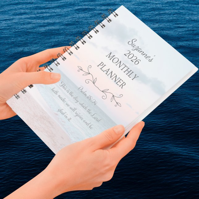 Agenda Bíblia Personalizada 2026 Ocean Beach Psalms Verse (Personalized 2026 Ocean Beach Psalms Bible Verse Planner)