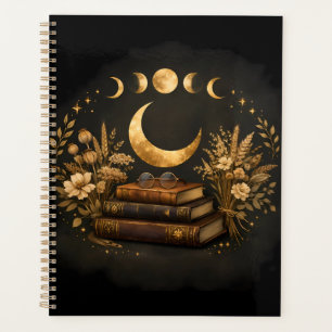 Agenda Biblioteca Mística Dourada & Arte Boho Botânica da