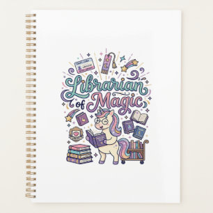 Agenda Bibliotecário Unicórnio de Roupas Prontas para Imp
