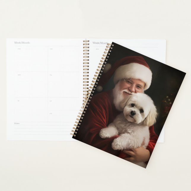 Agenda Bichon Frise com Papai Noel Natal Festivo (Exibição)