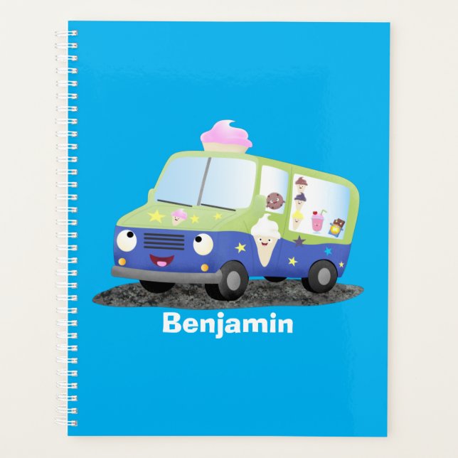 Agenda Bicicleta de caminhão de sorvete feliz (Frente)