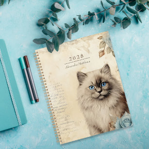 Agenda Birman Cat, estilo Vintage, personalizado