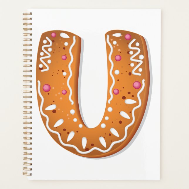 Agenda Biscoito de Natal com Monograma da Letra U em Geng (Frente)