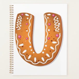 Agenda Biscoito de Natal Letra U Monograma Feriado