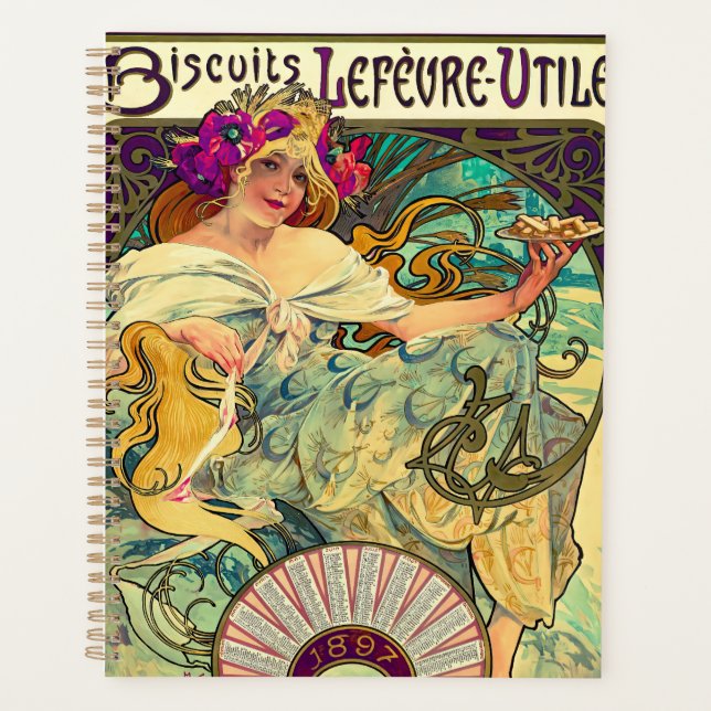 Agenda Biscoitos Lefevre-Utile por Alphonse Mucha (1896) (Frente)