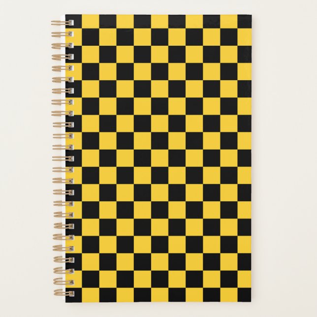 Agenda Black and gold checkerboard pattern (Frente)