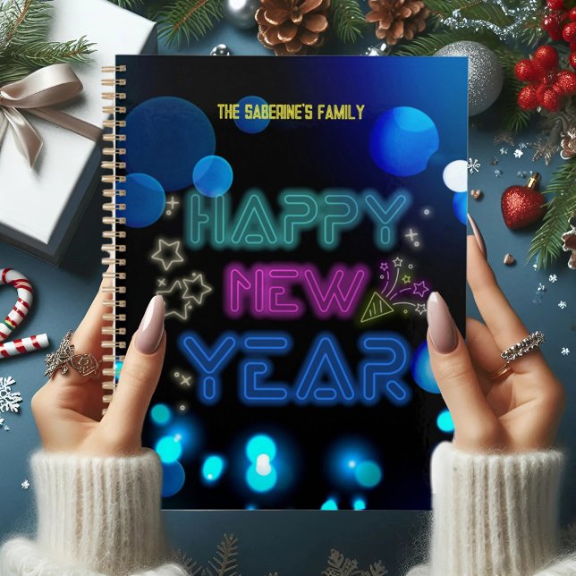 Agenda Black & Blue Midnight Sparkle Neon Glow New Year  (Criador carregado)