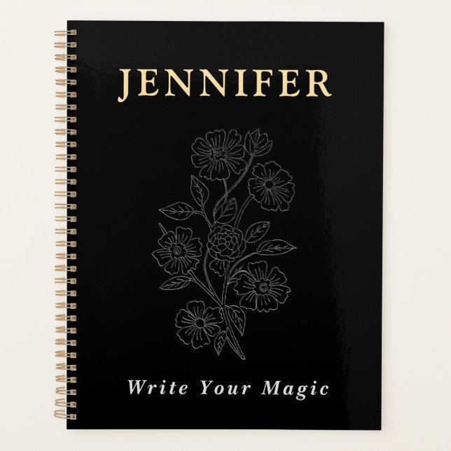 Agenda Black Custom Name Notebook – Sleek & Stylish (Frente)