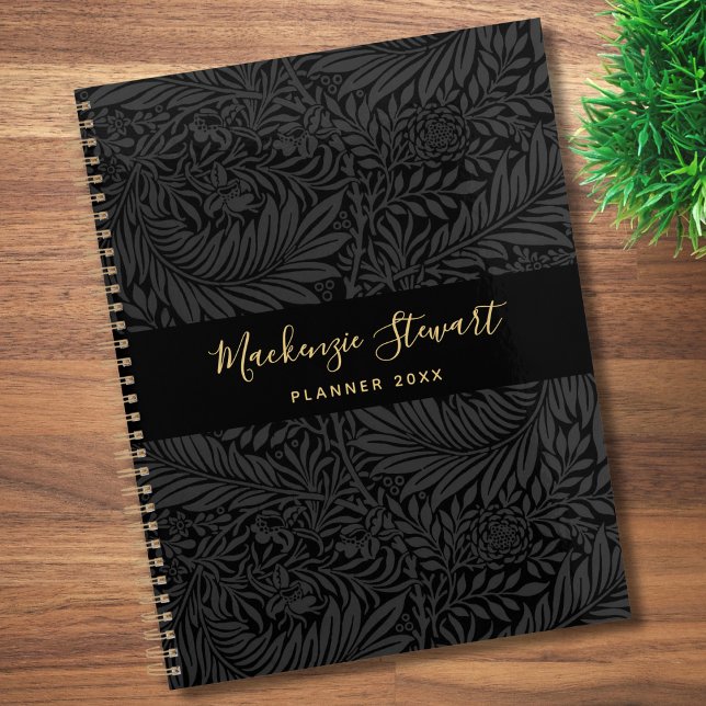 Agenda Black Floral Pattern 2026 (Criador carregado)