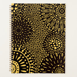 Agenda Black Gold Ethnic Floral Daily Planner Notebook