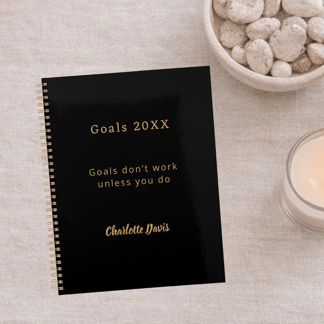 Agenda Black gold motivational quote goals (Criador carregado)