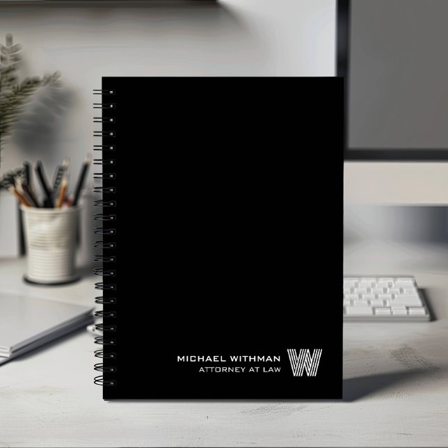 Agenda BLACK Minimal Monogram Initial CORPORATE BUSINESS (Criador carregado)