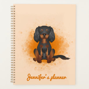 Agenda Black & Tan Cavalier King Charles Dog Em Laranja
