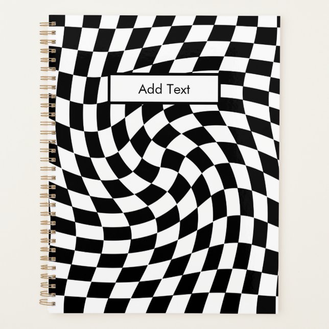 Agenda Black & White Warped Checkered Pattern Custom (Frente)