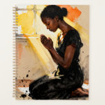 Agenda Black Woman Praying | Impasto Abstract Art<br><div class="desc">Faith and hope planner. A beautiful scene of an African-American woman praying as the sun beams in on her through the windows inspiring hope.</div>