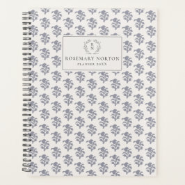 Agenda Blockprint inspirado no floral azul