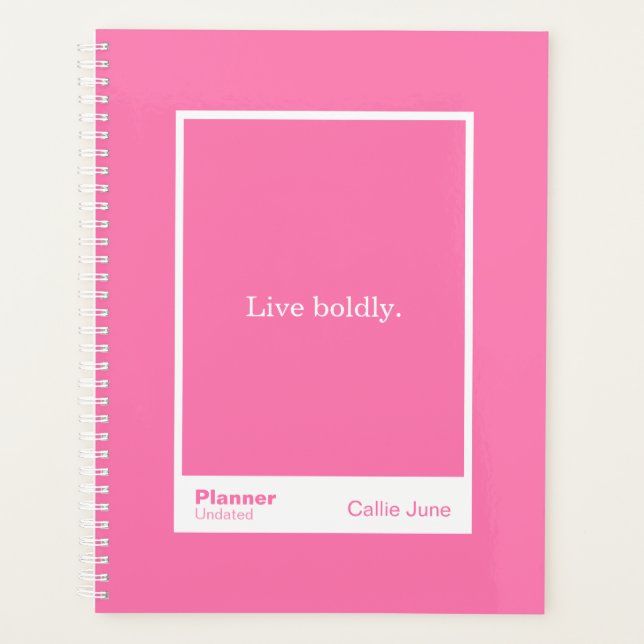 Agenda Bloco de Citação Rosa Vibrante | Totalmente Person (Frente)