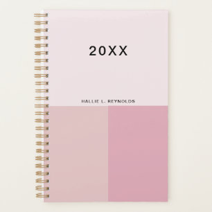 Agenda Bloco de Cor Monograma Bege Rosa Pastel Pálido