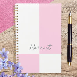 Agenda Bloco de Cor Pastel Rosa e Branco Personalizado
